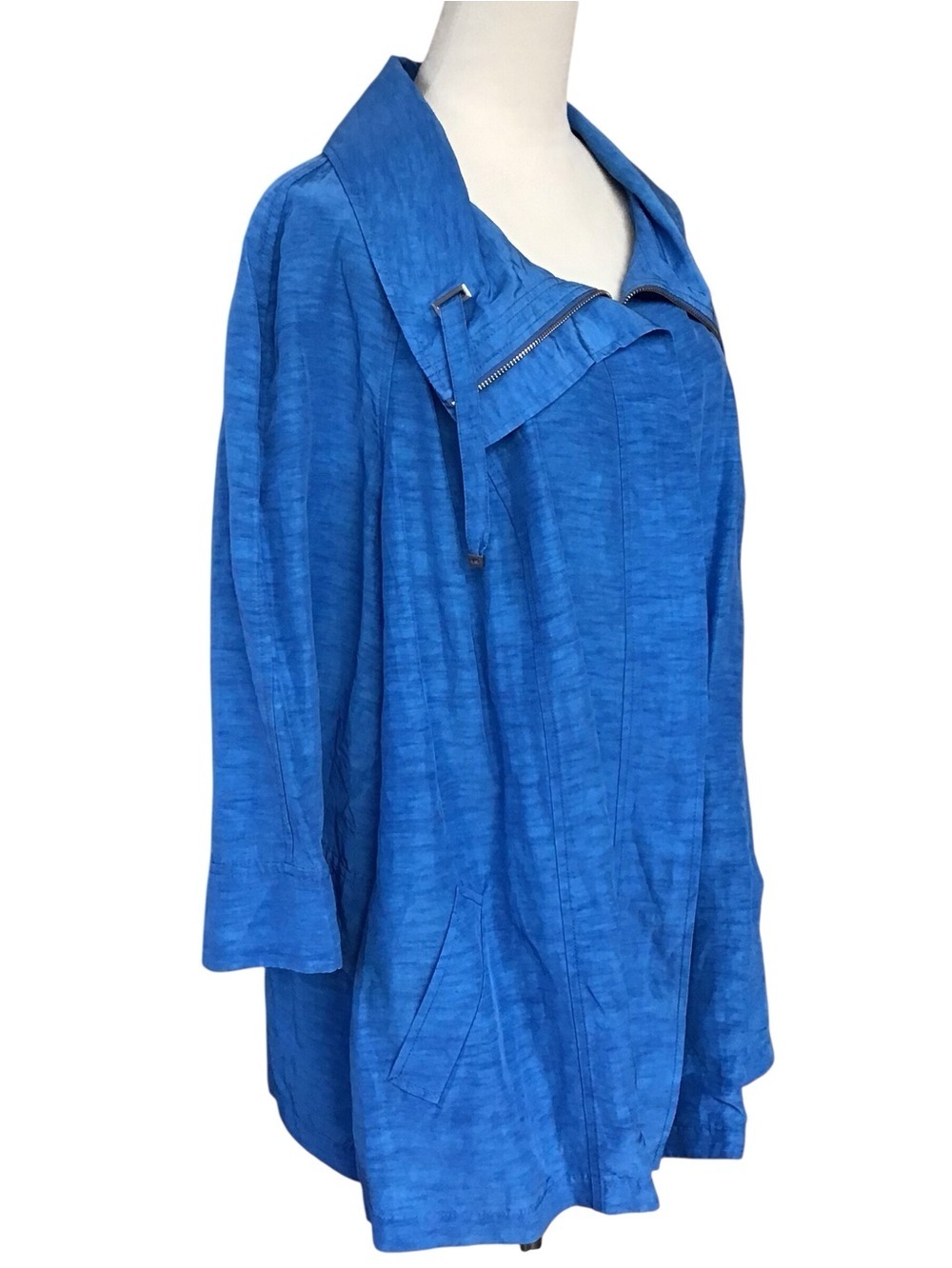 Lafayette 148 New York Blue Lagenlook Zippered Jacket - Picture 4 of 10